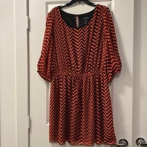 Coral and Black Open Sleeve Dress